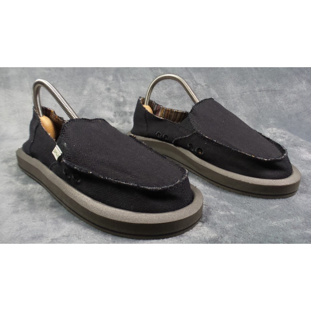 Sanuk Donna St Hemp Shoes Womens Size 9 Black Lightweight Comfort Slip On